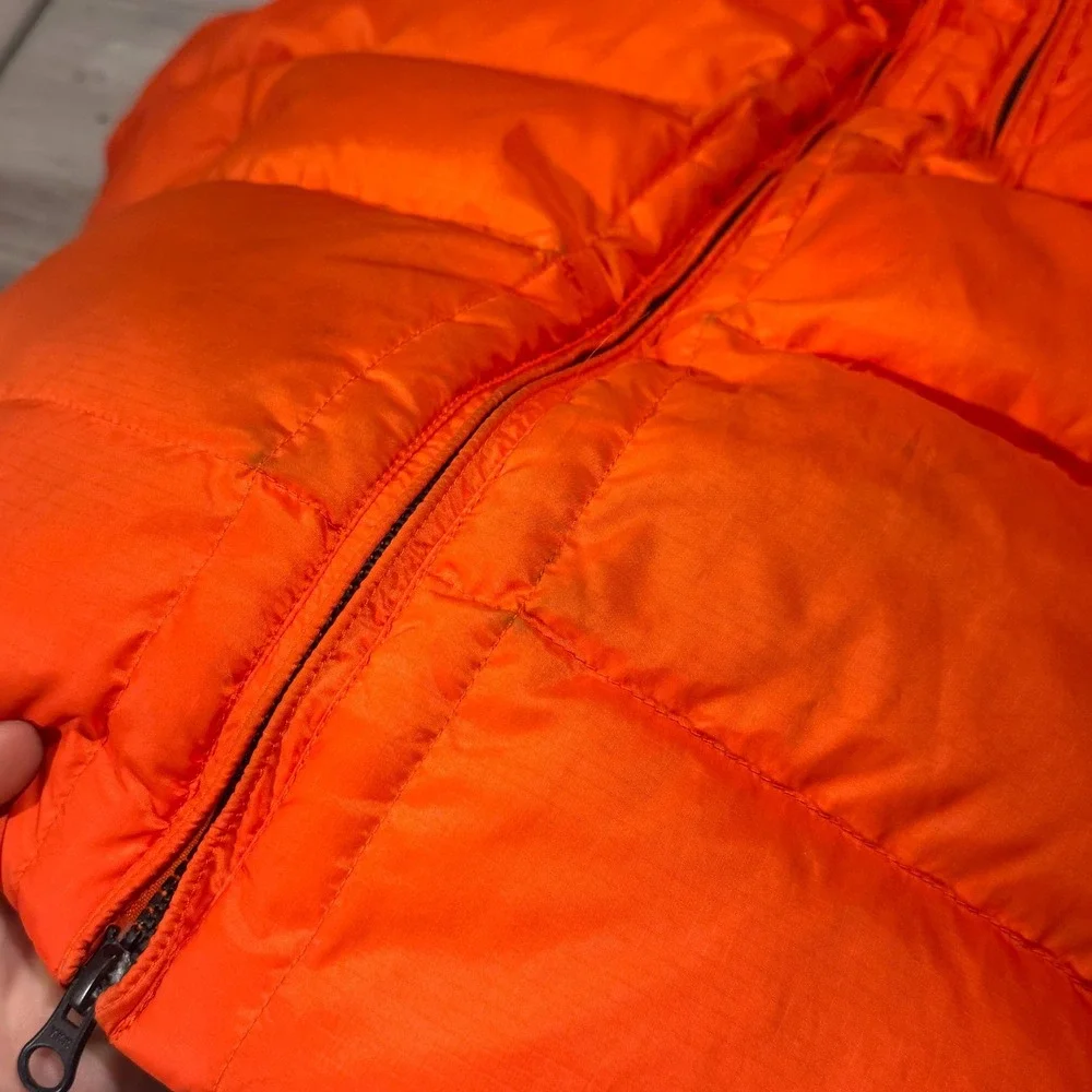 RLX‎ Ralph Lauren Down Puffer Vest Men Sz L Orange Full Zip Packable Hood